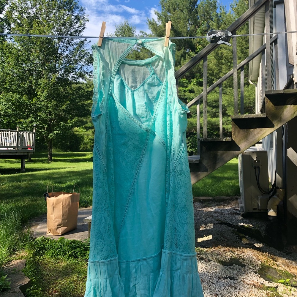 Free People One Angel Lace Tiffany blue dress - Picture 6 of 8